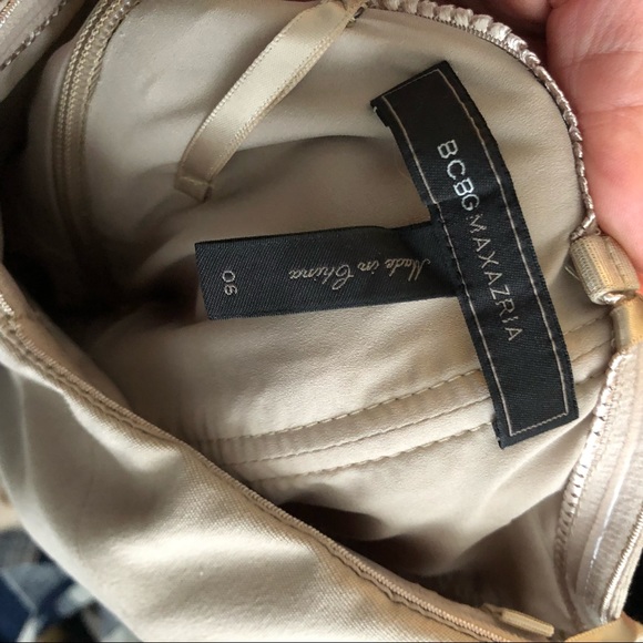 BCBGMaxAzria Tan mini corset asymmetrical dress - Picture 4 of 8